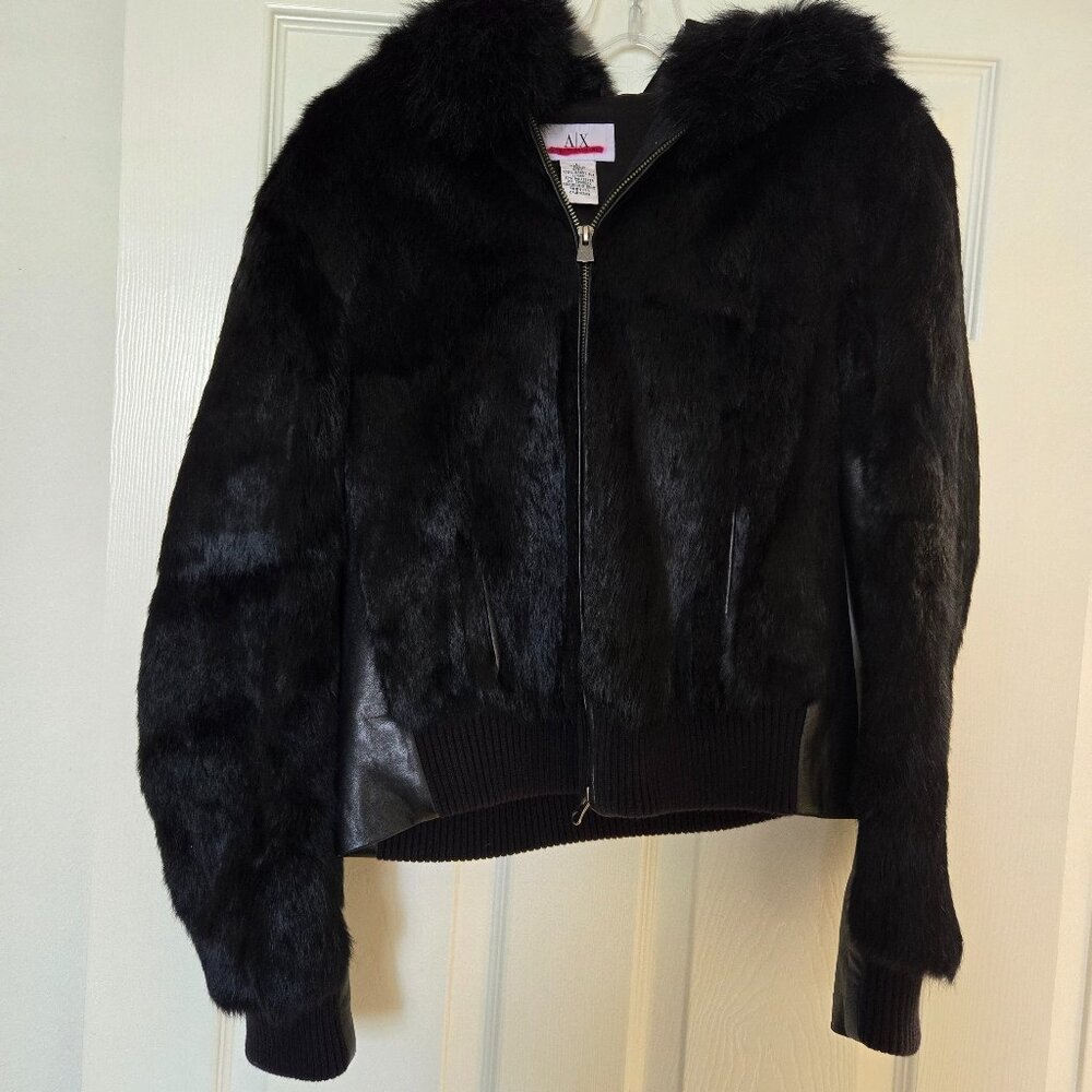 Rabbit Fur and leather Bomber jacket